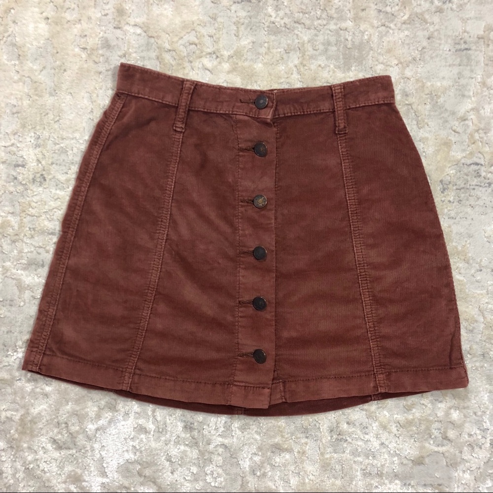 BDG Button Front Corduroy Skirt